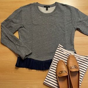 J. Crew Crewneck Sweatshirt With Pleated Hem size extra small